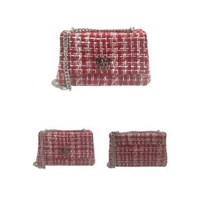 Tweed Purse Badgley Mischka Bag Crossbody Chic Red & White Tweed Women's Bag NWT